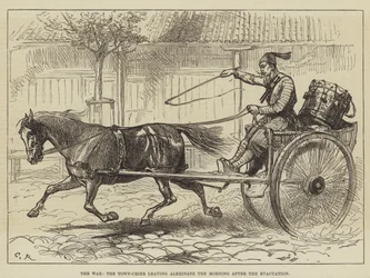 The War, the Town-Crier Leaving Alexinatz the Morning After the Evacuation